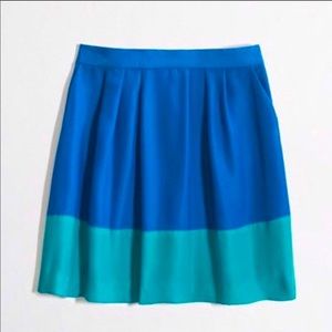 J. Crew color block blue and emerald flair skirt